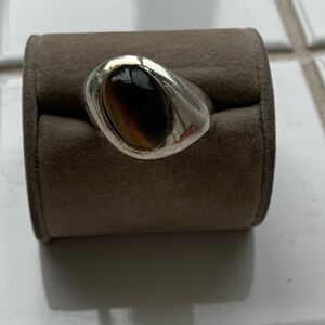 Solid sterling silver tiger’s eye ring; approx size 7 1/2; hand crafted.
